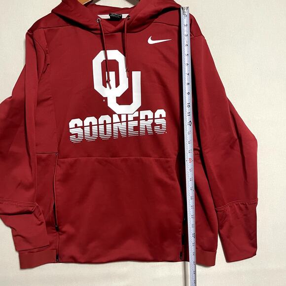 Nike Men's‎ Dri-FIT Oklahoma Sooners Crimson Red Pullover Hoodie - Size L - Picture 3 of 5